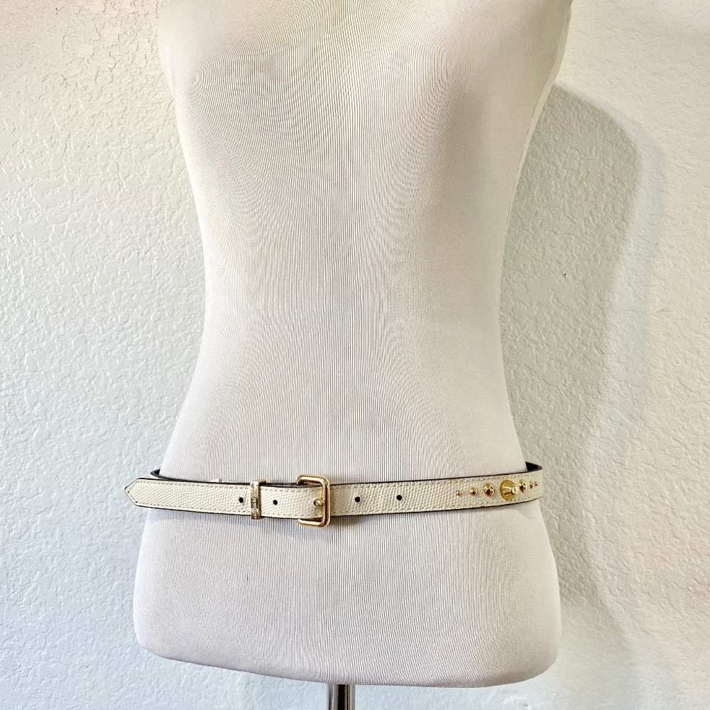 Juicy Couture Cream & Gold Studded Skinny Slim Belt